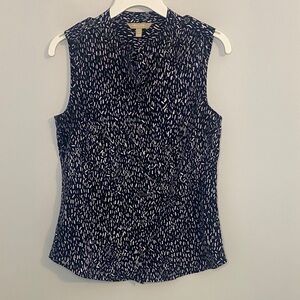 Banana Republic Navy and White Sleeveless Blouse